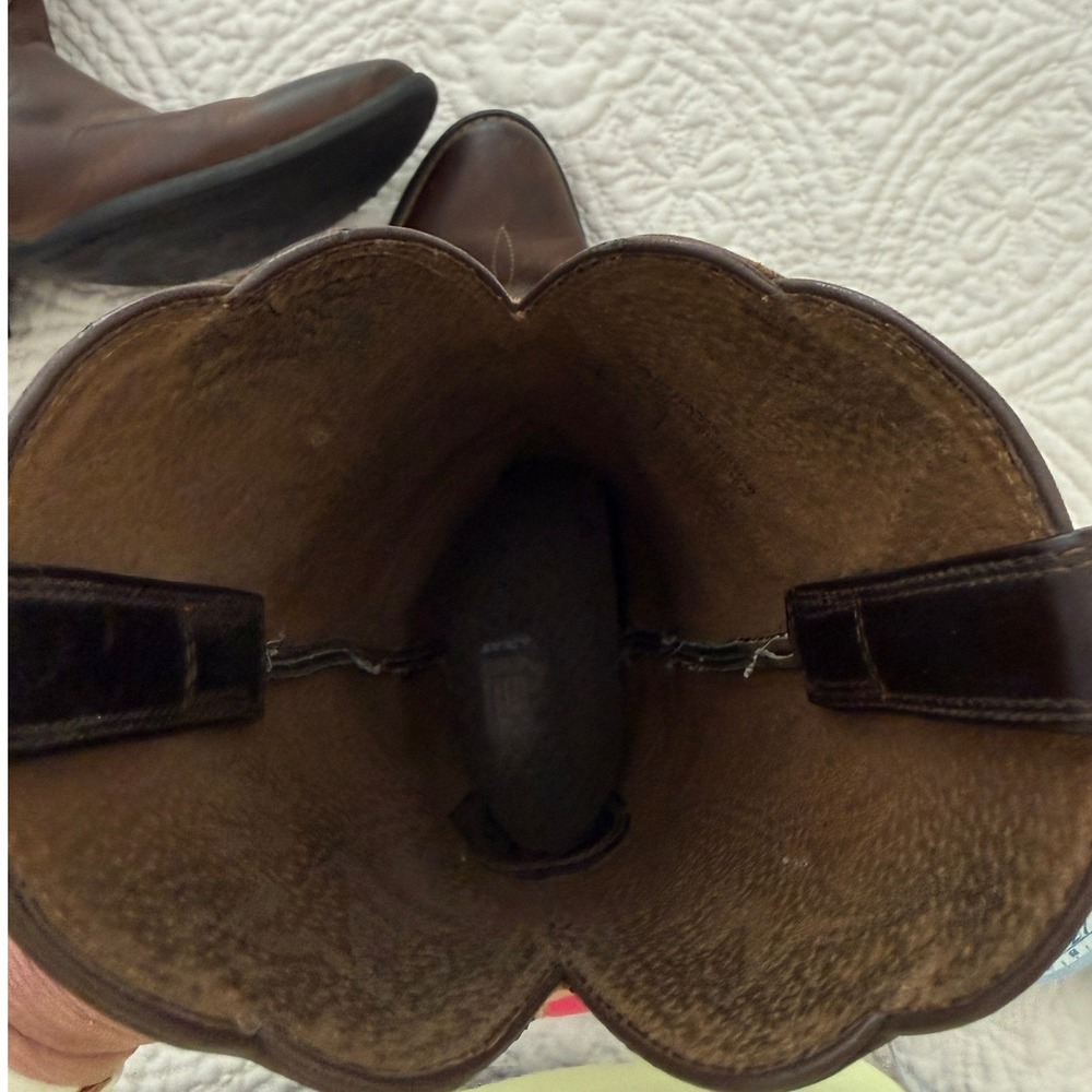 Ariat Western Cowboy Boots Womens 7.5 Brown Leather Leaf Embroidery Snip Toe - Picture 10 of 11